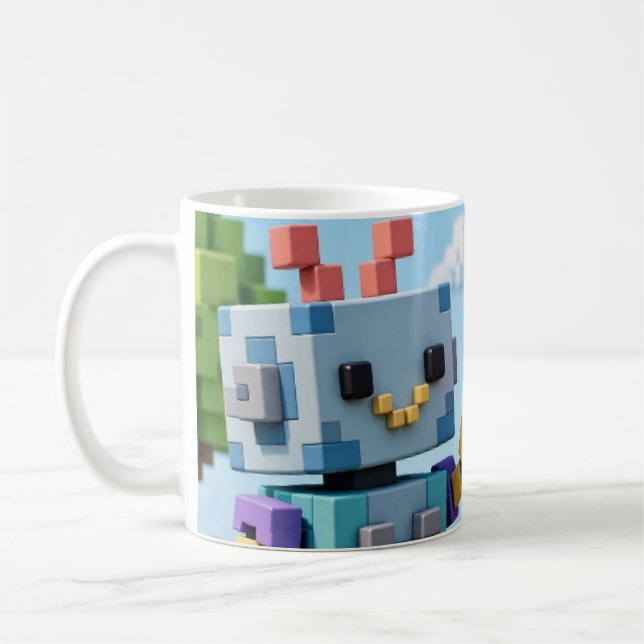 Block by Block — Voxel Robot Builder Mug (Left)