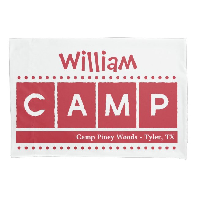 Block CAMP Pillowcase - Red (Front)