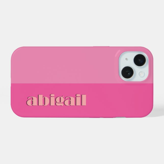 Block Colors With Personalization iPhone 15 Case (Back Horizontal)