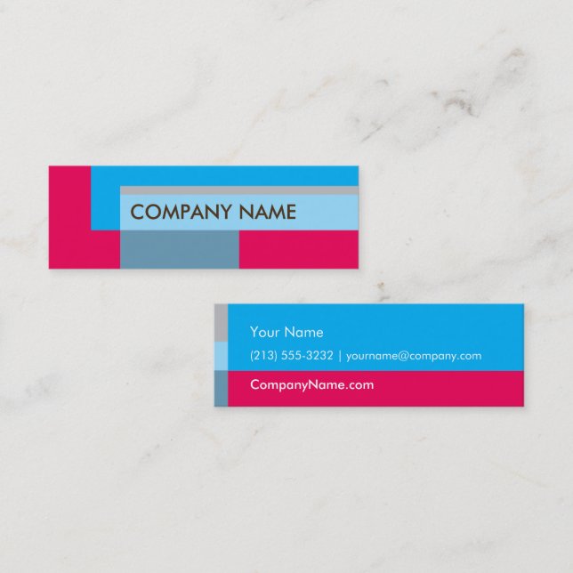 Block Design Mini BC, Blue Red Business Card (Front/Back)