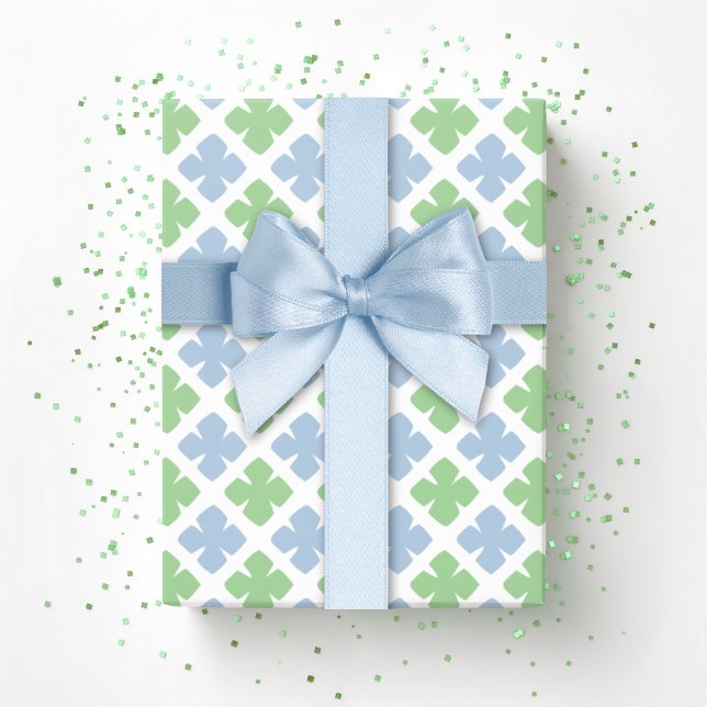 Block Diamond Clover in Slate and Green Wrapping Paper (Creator Uploaded)