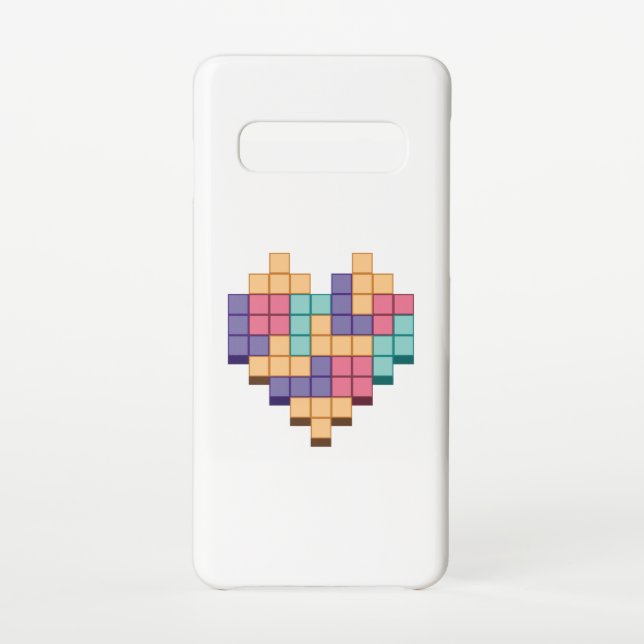 Block Game Heart Retro Style Samsung Galaxy Case (Back)