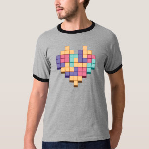 Block Game Heart Retro Style T-Shirt
