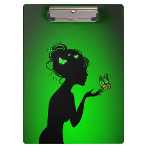 Block holder The woman butterflies green Clipboard