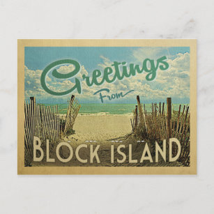 Block Island Beach Vintage Travel Postcard