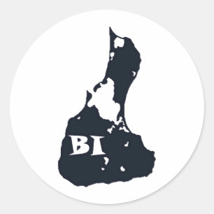 Block Island BI Island Shape Classic Round Sticker