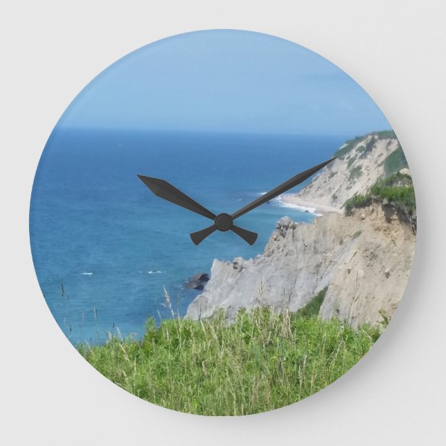 Block Island Bluffs - Block Island, Rhode Island Large Clock (Front)