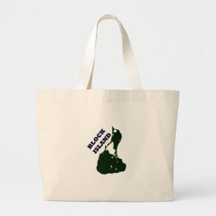 Block Island Diagonal Text Large Tote Bag