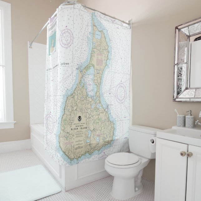 Block Island Nautical Chart 13217 Shower Curtain (In Situ)