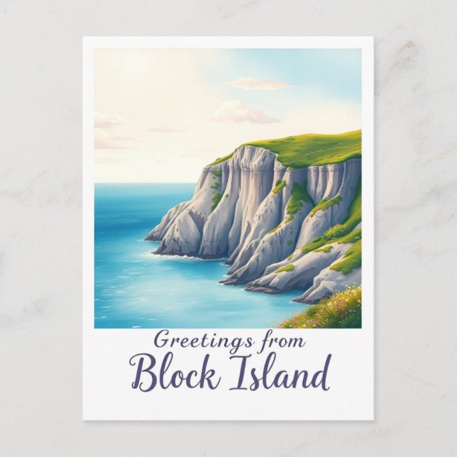 Block Island, Rhode Island – Island Cliffs Postcard (Front)