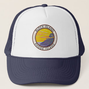 Block Island Rhode Island Travel Art Vintage Trucker Hat