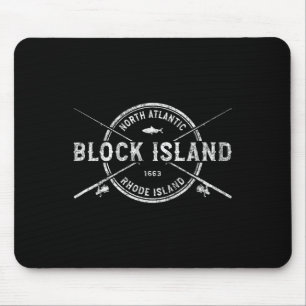 Block Island Ri Vintage Crossed Fishing Rods Mouse Pad