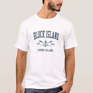 Block Island RI Vintage Navy Crossed Oars T-Shirt