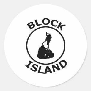 Block Island Shape Inside Circle Classic Round Sticker