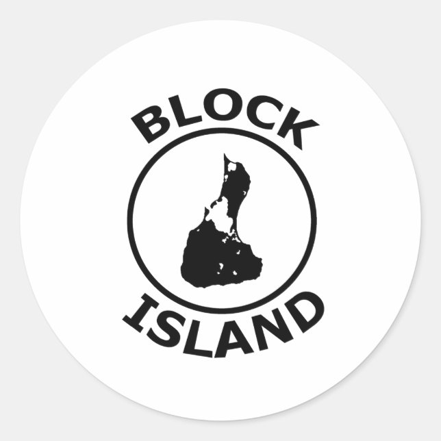 Block Island Shape Inside Circle Classic Round Sticker (Front)