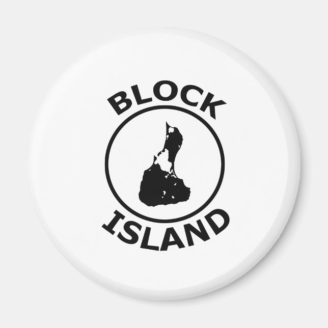 Block Island Shape Inside Circle Magnet (Front)