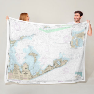 Block Island Sound and Gardiners Bay Chart Fleece Blanket