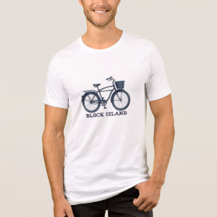 Block Island Vintage Bicycle Graphic Rhode Beach  Tri-Blend Shirt