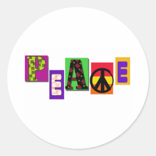 Block Letters Peace Classic Round Sticker