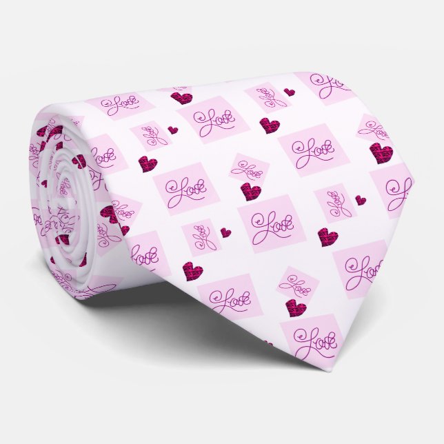 Block love heart pattern2 tie (Rolled)