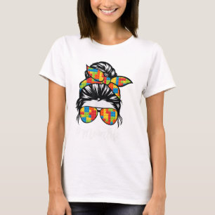 Block Messy Bun Mum Life Master Builder Mothers Da T-Shirt