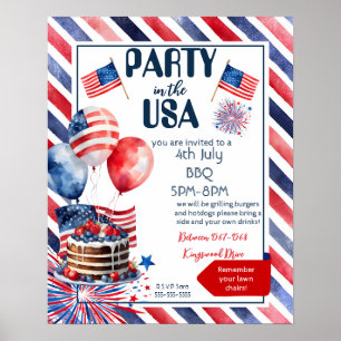 block party 4th July BBQ street party neighbour  Poster