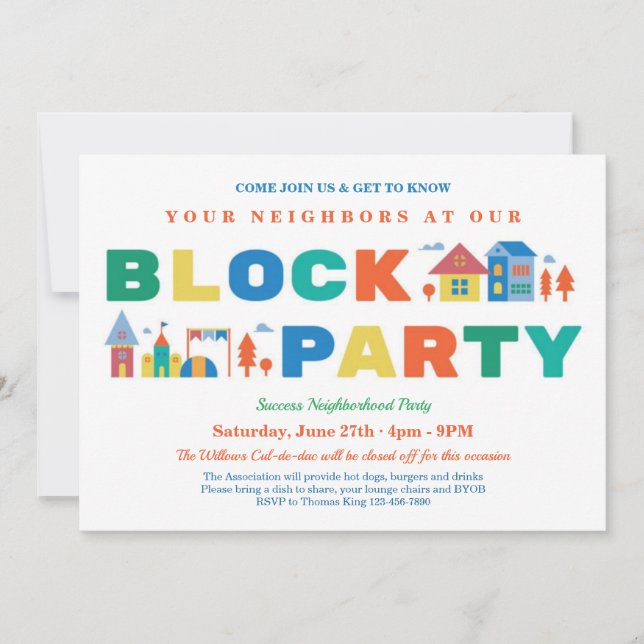 Block Party Invitation (Front)