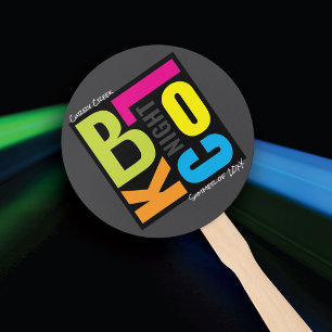Block Party   Music Festival   Retro Typography Hand Fan