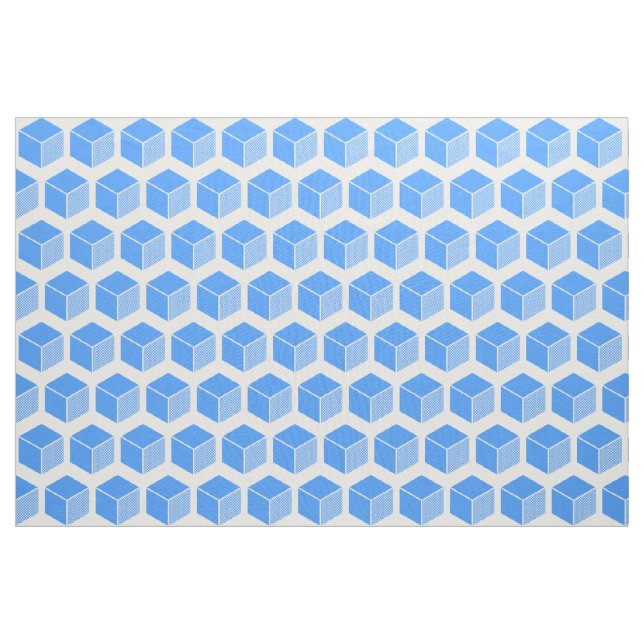 Block Pattern 02 - Baby Blue on White Fabric (Yard)