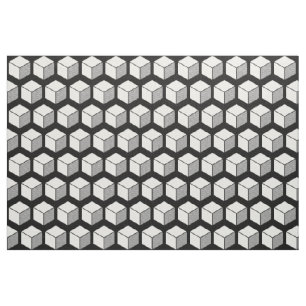 Block Pattern 02 - White on Black Fabric