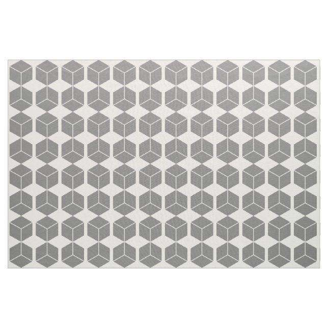 Block Pattern - Grey on White Fabric (Yard)