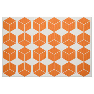 Block Pattern - Orange on White Fabric
