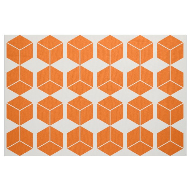 Block Pattern - Orange on White Fabric (Fat Quarter)