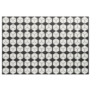 Block Pattern - White on Black Fabric