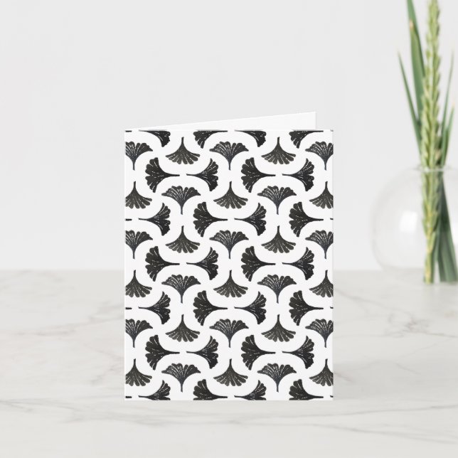Block Print Gingko pattern - black and white Card (Front)