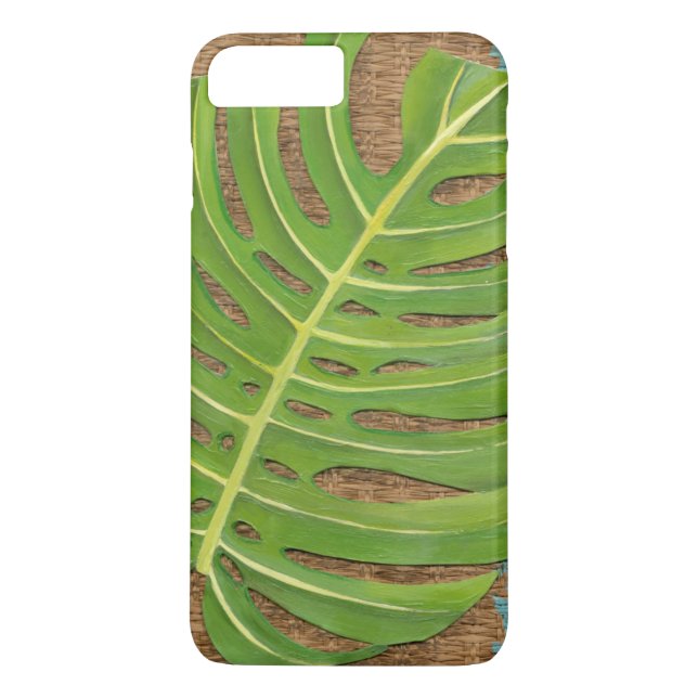 Block Print Palm on Wicker Background Case-Mate iPhone Case (Back)