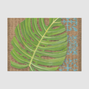 Block Print Palm on Wicker Background Tissue Paper