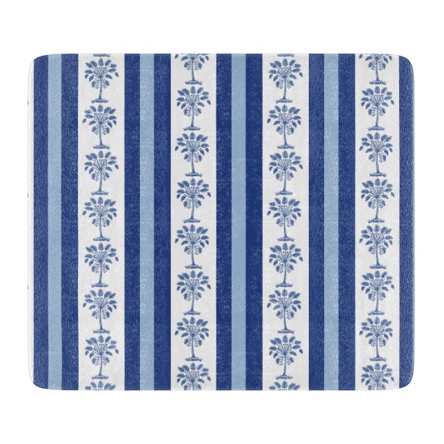 Block Print Palmetto Stripe  Cutting Board (Front)