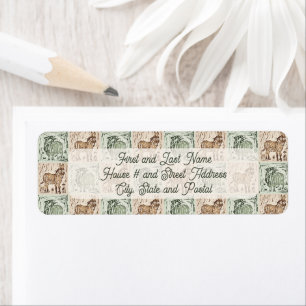 Block Print Sheep Donkey Quilt - Green Christmas.