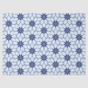 Block Print Tiled Flowers blue Tissue Paper