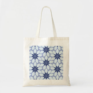 Block Print Tiled Flowers blue Tote Bag