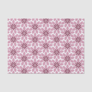 Block Print Tiled Flowers pink red Tissue Paper