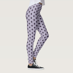 Block Print Tiled Flowers purple Leggings