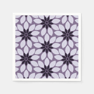 Block Print Tiled Flowers purple Napkin
