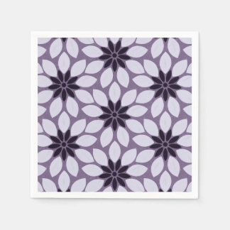 Block Print Tiled Flowers purple Napkin