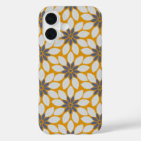 Block Print Tiled Flowers sunny yellow background