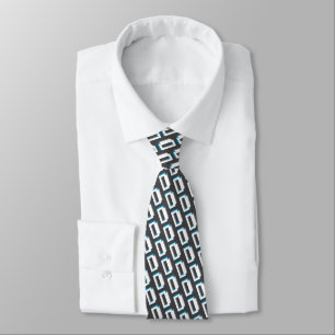 Block retro graphic letter D monogram pattern tie