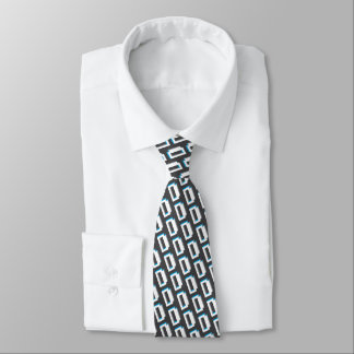 Block retro graphic letter D monogram pattern tie
