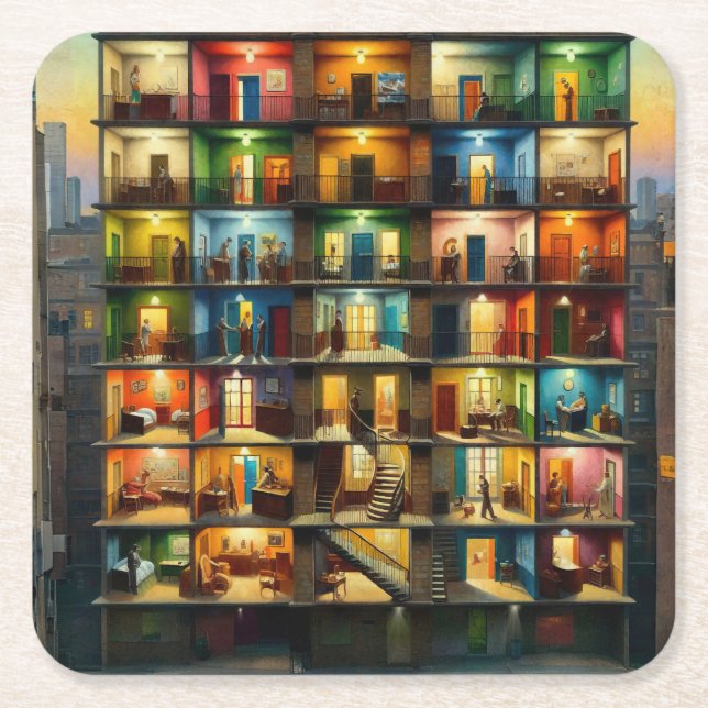 Block Square Paper Coaster (Front)