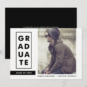 Block Typography Stripes Photo Graduation Party Invitation